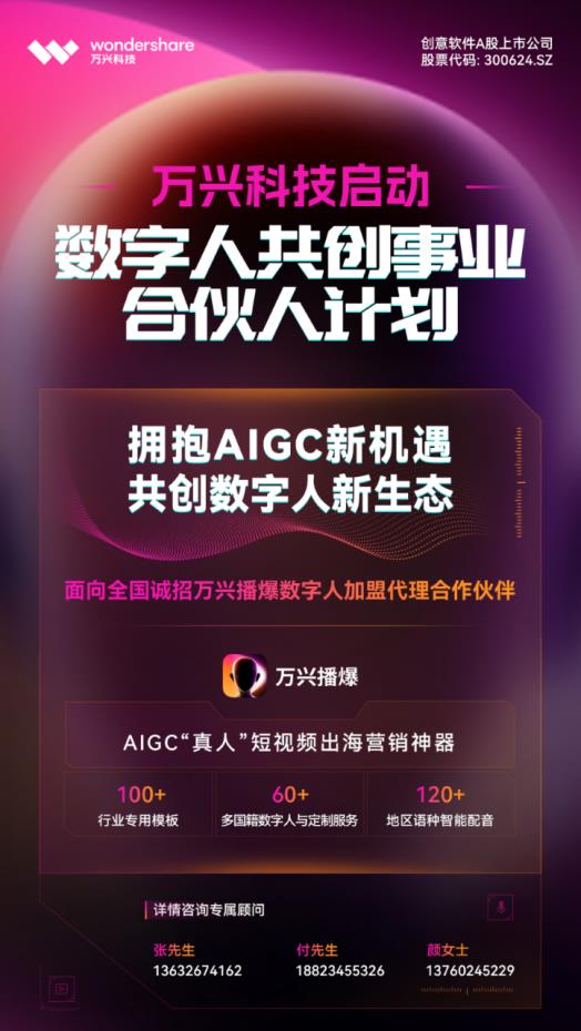 萬興科技啟動“數(shù)字人共創(chuàng)事業(yè)合伙人”計劃 招募數(shù)字人加盟代理合作伙伴(圖5)